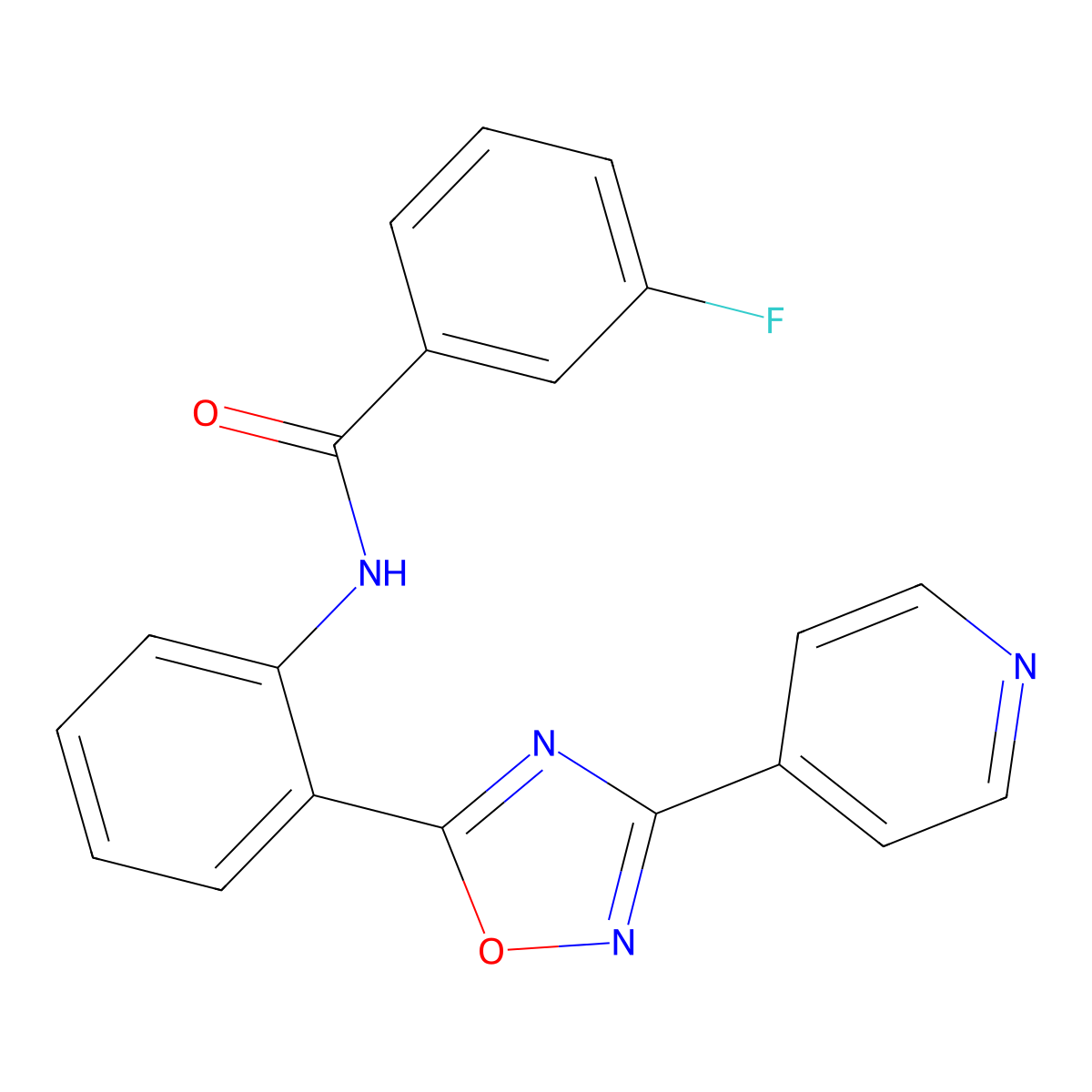 3-fluoro-N-{2-[3-(4-pyridinyl)-1,2,4-oxadiazol-5-yl]phenyl}benzamide molecular structure, CAS 1120259-63-3