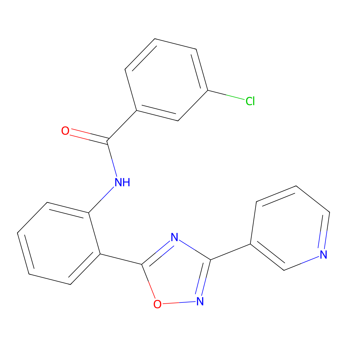 3-chloro-N-{2-[3-(3-pyridinyl)-1,2,4-oxadiazol-5-yl]phenyl}benzamide molecular structure, CAS 1120259-81-5