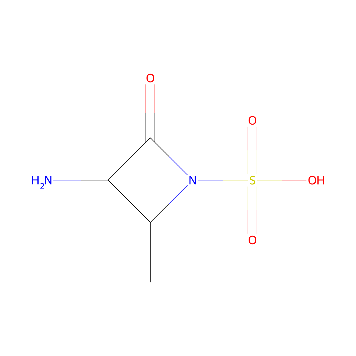 (2R,3R)-3-amino-2-methyl-4-oxoazetidine-1-sulfonic acid molecular structure, CAS 112026-42-3
