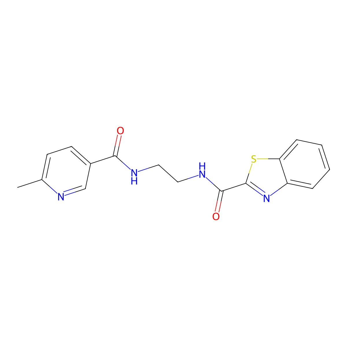 N-(2-{[(6-methyl-3-pyridinyl)carbonyl]amino}ethyl)-1,3-benzothiazole-2-carboxamide molecular structure, CAS 1120264-93-8