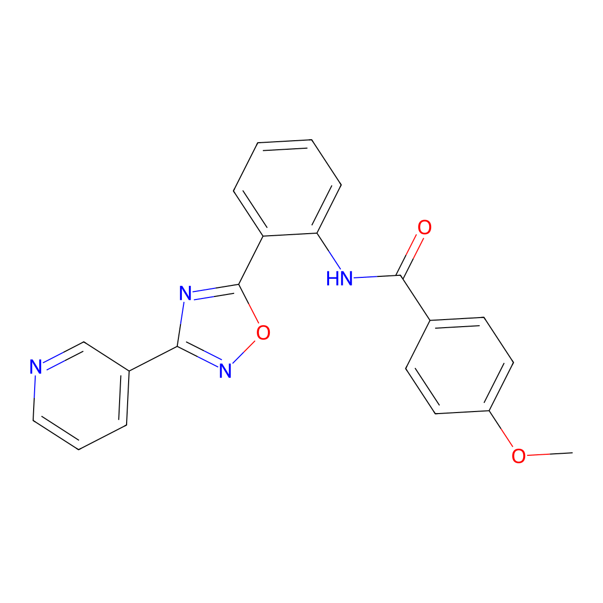 4-methoxy-N-{2-[3-(3-pyridinyl)-1,2,4-oxadiazol-5-yl]phenyl}benzamide molecular structure, CAS 1120266-07-0