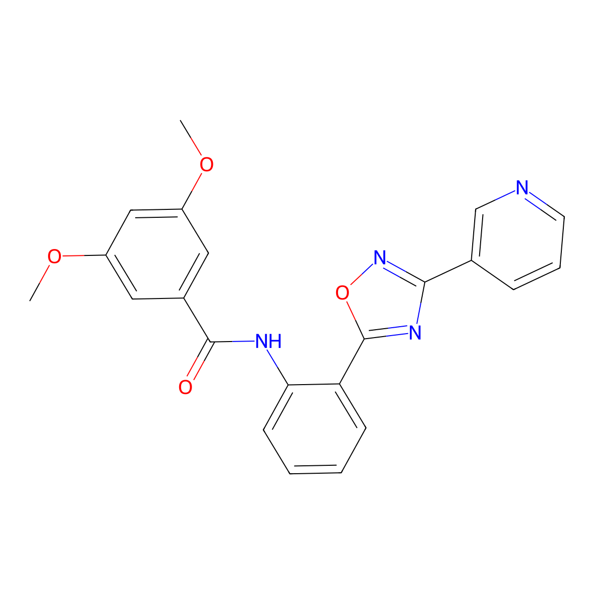 3,5-dimethoxy-N-{2-[3-(3-pyridinyl)-1,2,4-oxadiazol-5-yl]phenyl}benzamide molecular structure, CAS 1120266-48-9