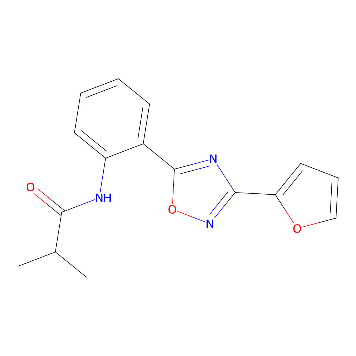 N-[2-[3-(furan-2-yl)-1,2,4-oxadiazol-5-yl]phenyl]-2-methylpropanamide molecular structure, CAS 1120280-44-5