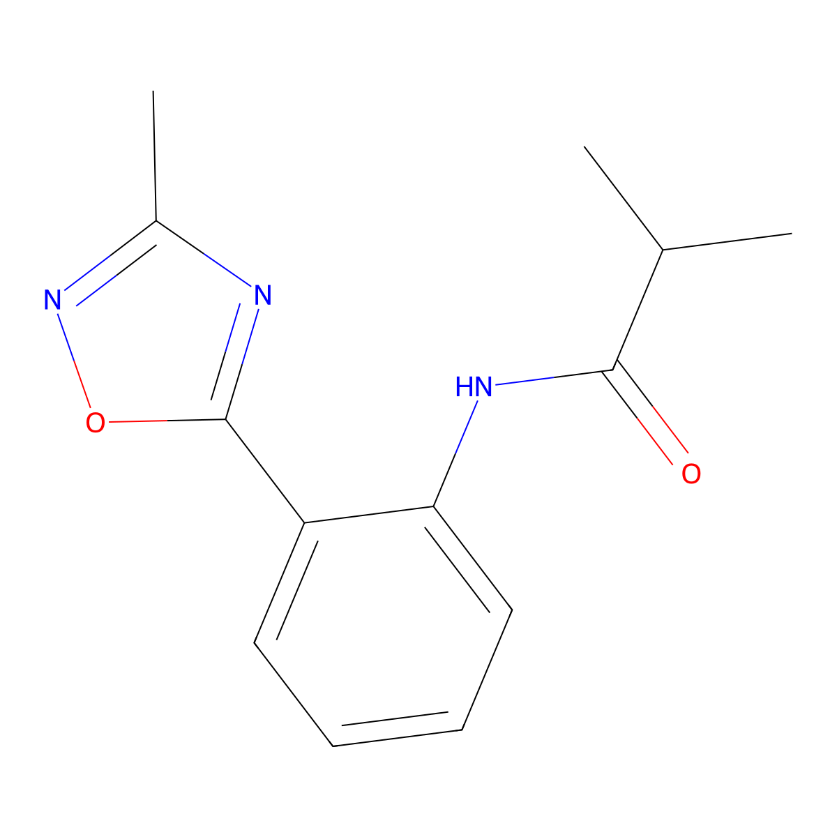 2-methyl-N-[2-(3-methyl-1,2,4-oxadiazol-5-yl)phenyl]propanamide molecular structure, CAS 1120280-47-8