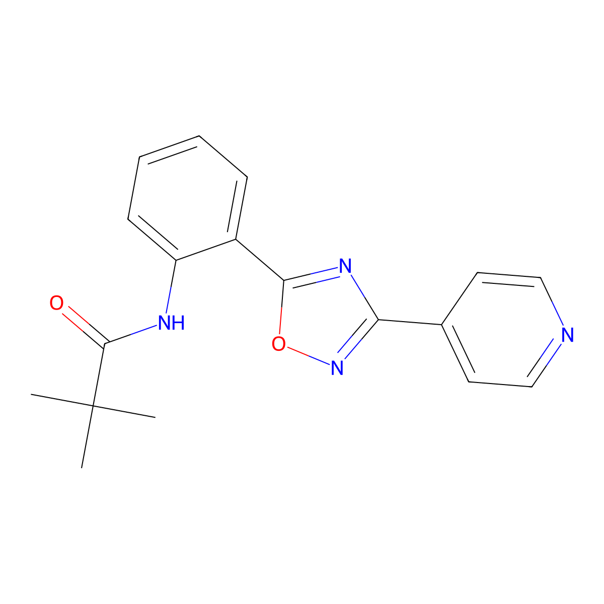2,2-dimethyl-N-{2-[3-(pyridin-4-yl)-1,2,4-oxadiazol-5-yl]phenyl}propanamide molecular structure, CAS 1120280-50-3