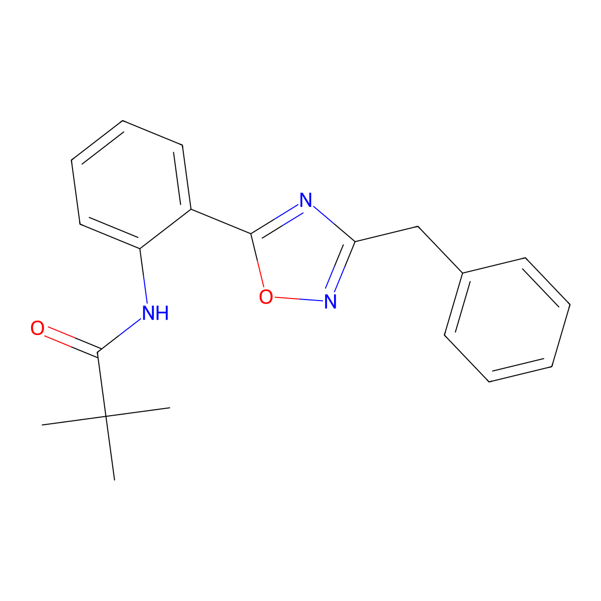 N-[2-(3-benzyl-1,2,4-oxadiazol-5-yl)phenyl]-2,2-dimethylpropanamide molecular structure, CAS 1120280-52-5