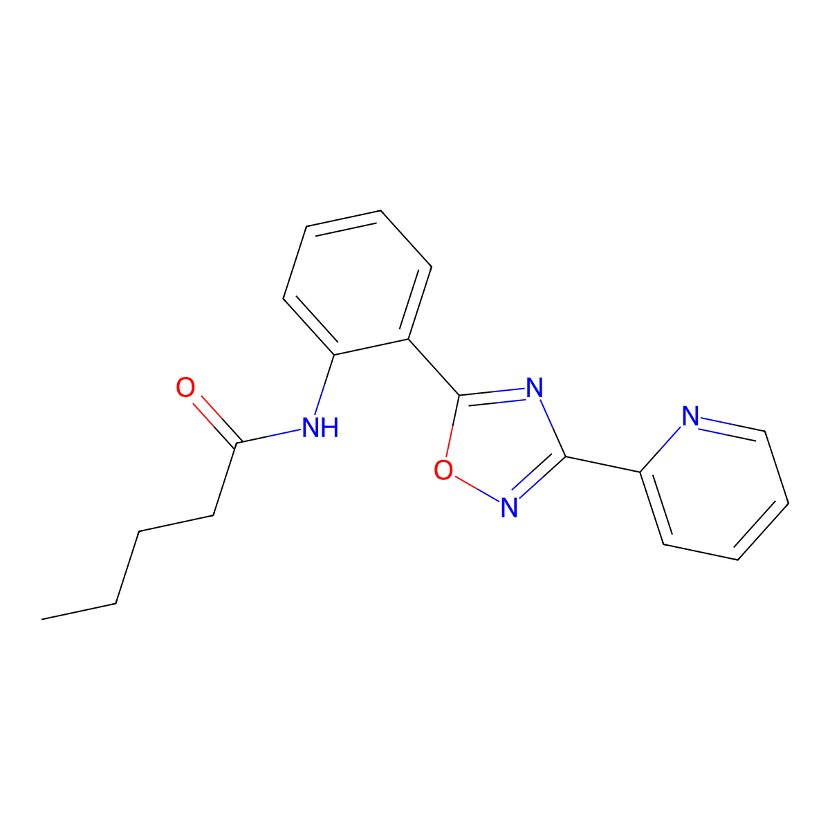 N-{2-[3-(2-pyridinyl)-1,2,4-oxadiazol-5-yl]phenyl}pentanamide molecular structure, CAS 1120280-54-7