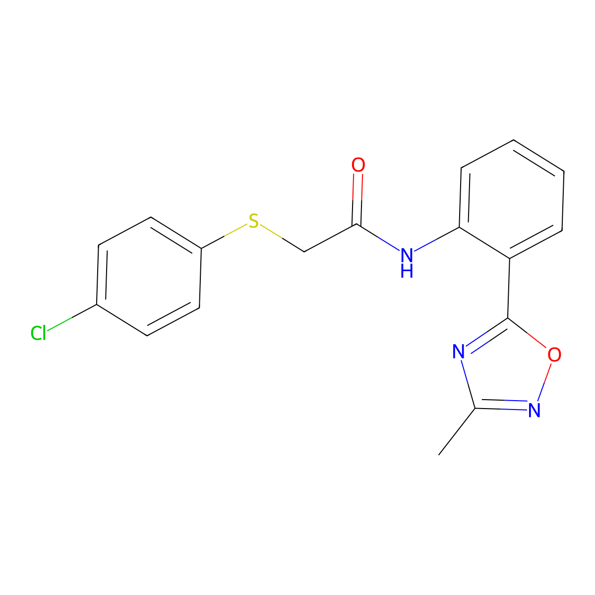 2-[(4-chlorophenyl)sulfanyl]-N-[2-(3-methyl-1,2,4-oxadiazol-5-yl)phenyl]acetamide molecular structure, CAS 1120280-99-0