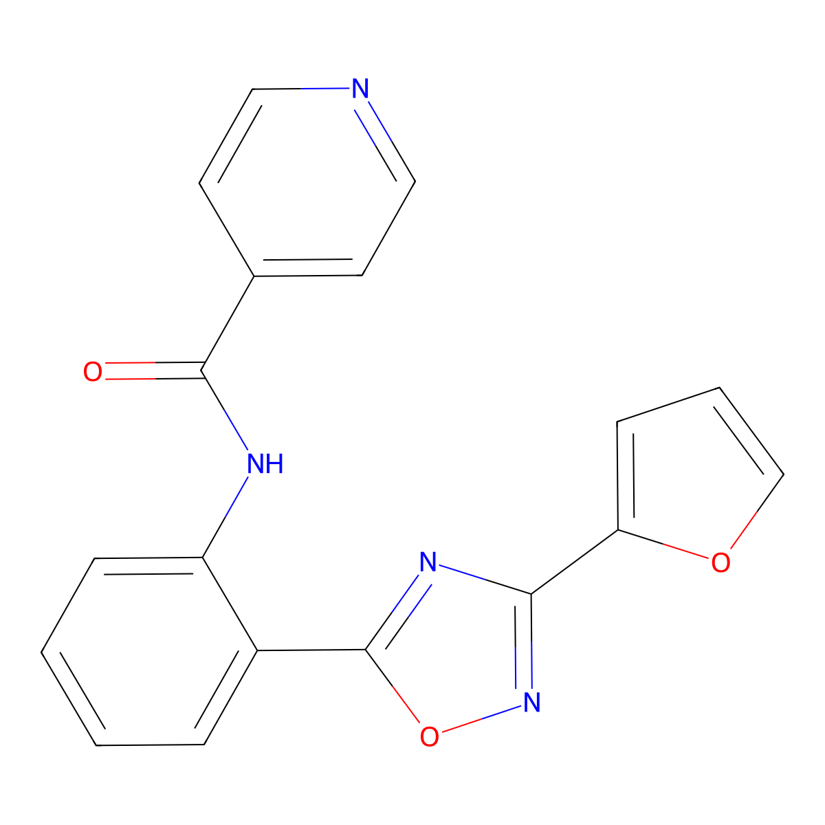 N-{2-[3-(furan-2-yl)-1,2,4-oxadiazol-5-yl]phenyl}pyridine-4-carboxamide molecular structure, CAS 1120282-10-1