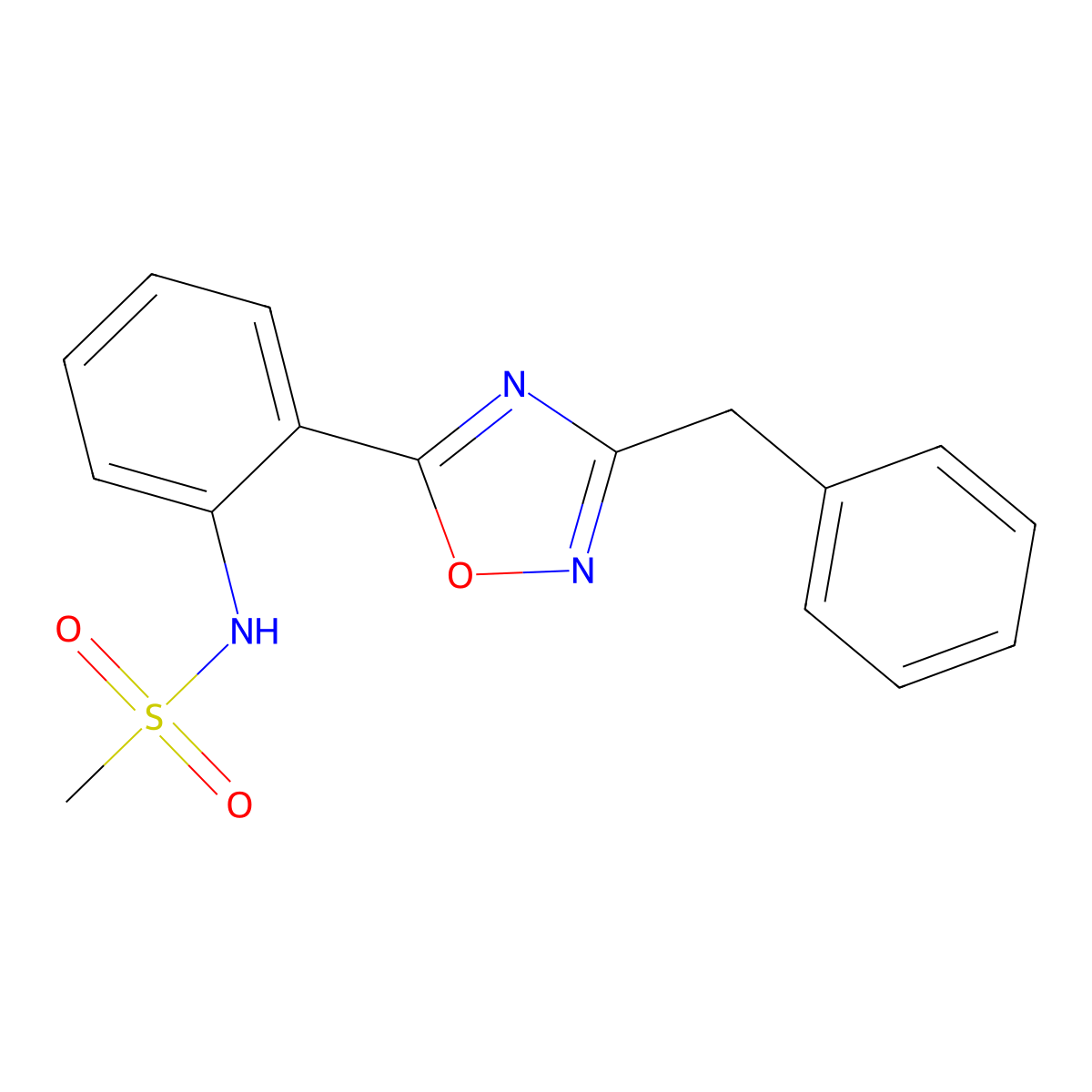 N-[2-(3-benzyl-1,2,4-oxadiazol-5-yl)phenyl]methanesulfonamide molecular structure, CAS 1120282-18-9