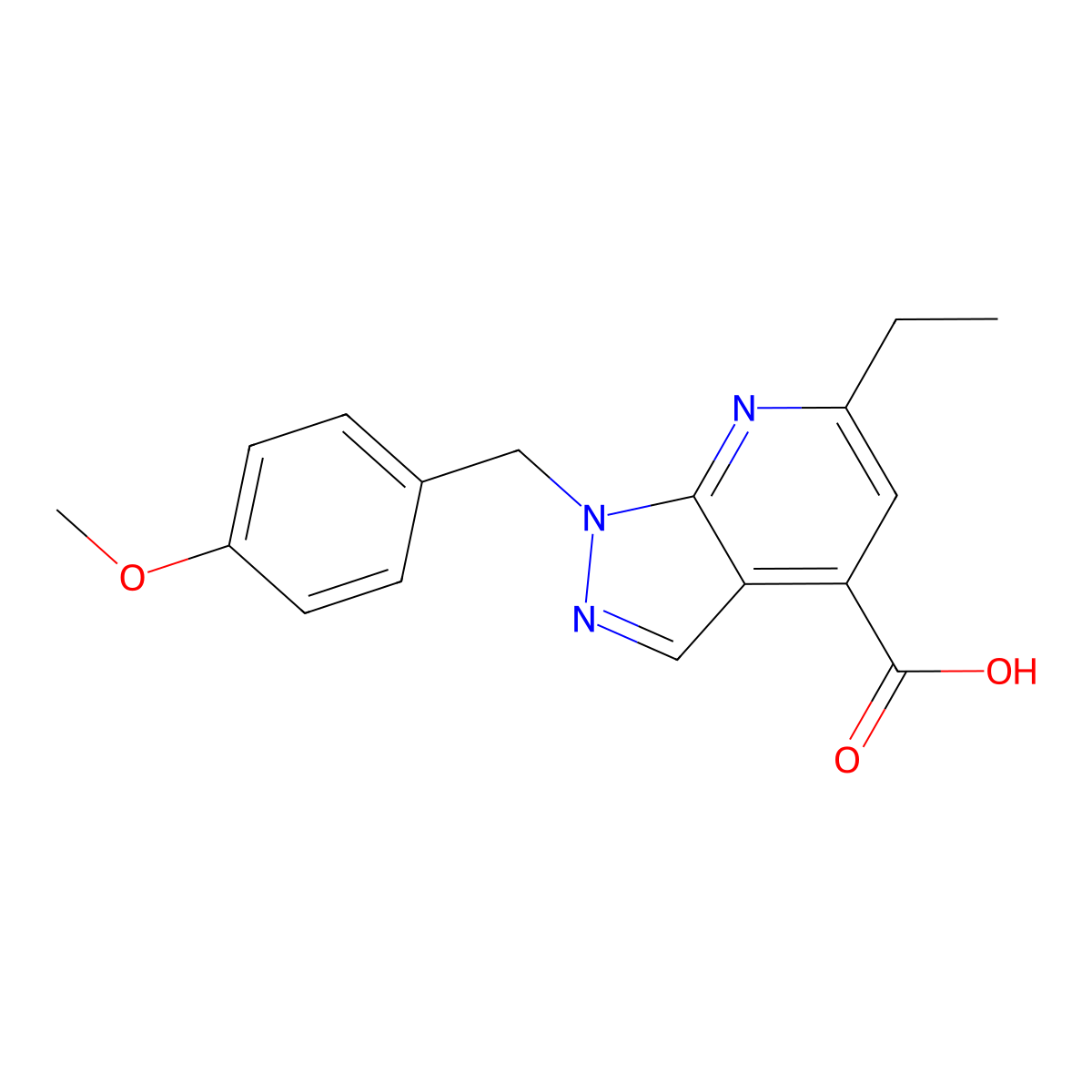 6-ethyl-1-(4-methoxybenzyl)-1H-pyrazolo[3,4-b]pyridine-4-carboxylic acid molecular structure, CAS 1120284-75-4