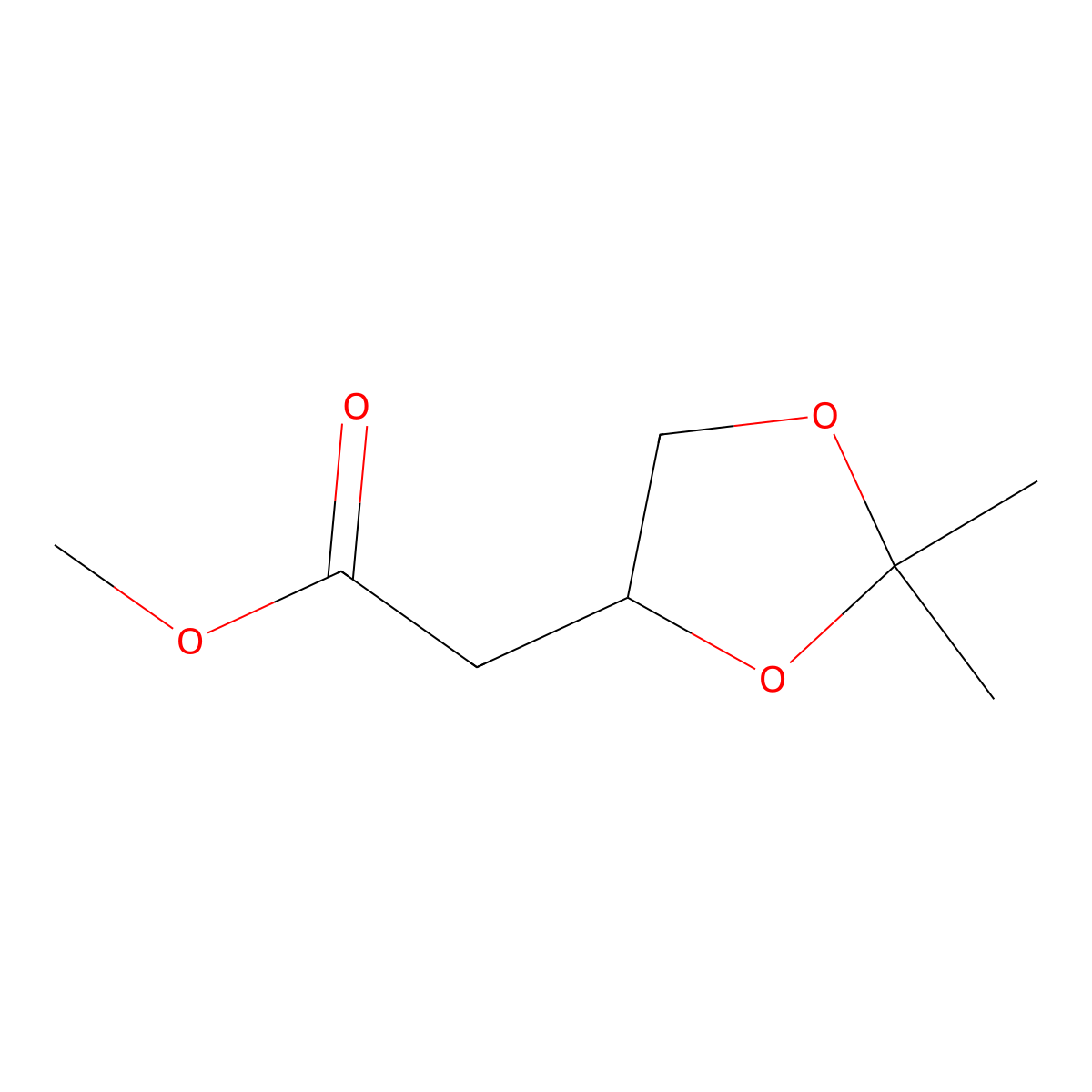 (R)-Methyl 2-(2,2-dimethyl-1,3-dioxolan-4-yl)acetate molecular structure, CAS 112031-10-4