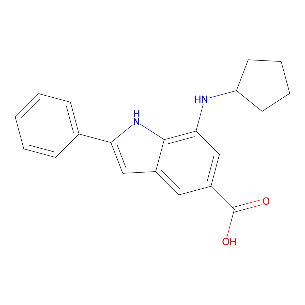 7-(Cyclopentylamino)-2-phenyl-1H-indole-5-carboxylic acid molecular structure, CAS 1120332-41-3