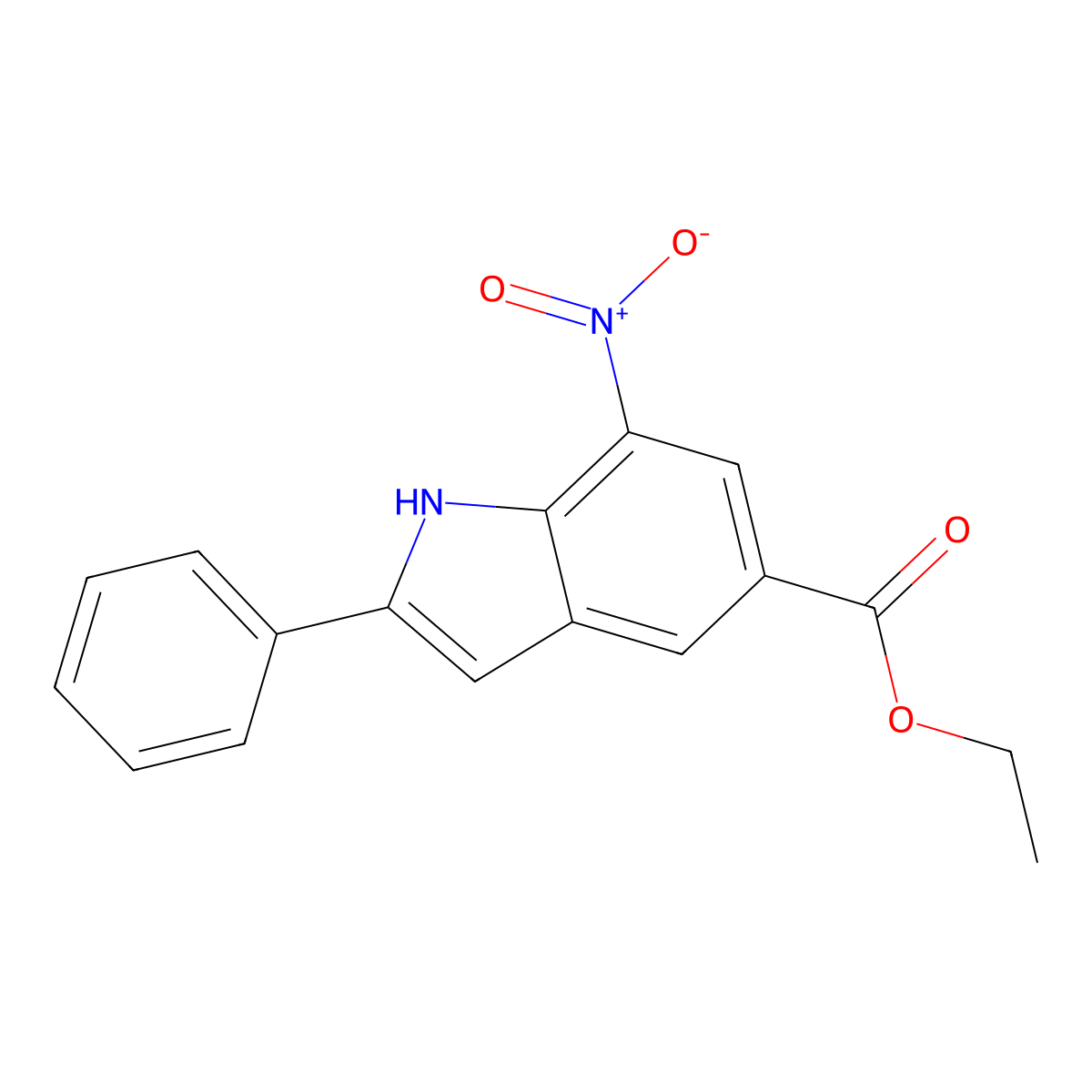 ethyl 7-nitro-2-phenyl-1H-indole-5-carboxylate molecular structure, CAS 1120334-30-6