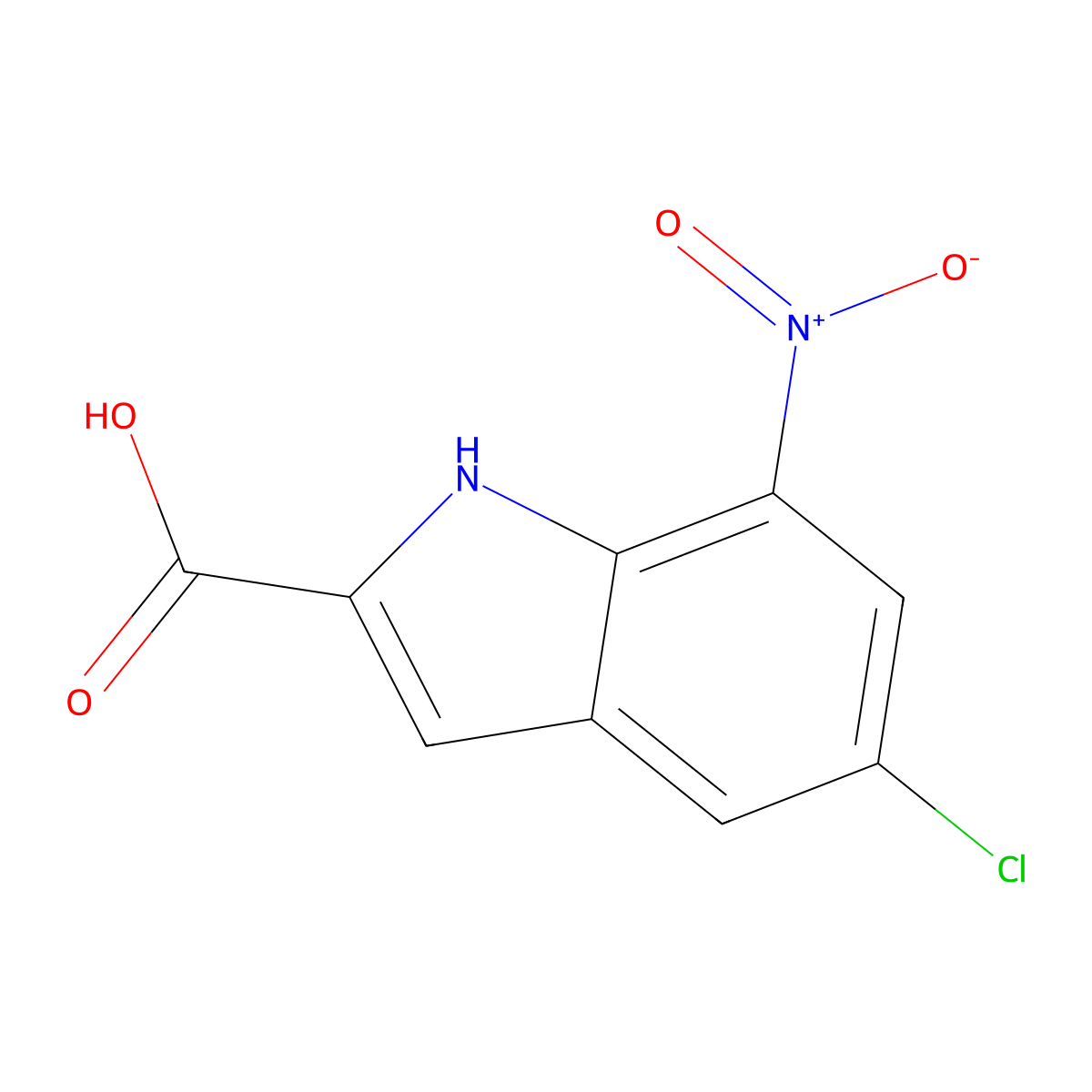 5-chloro-7-nitro-1H-indole-2-carboxylic acid molecular structure, CAS 1120345-33-6