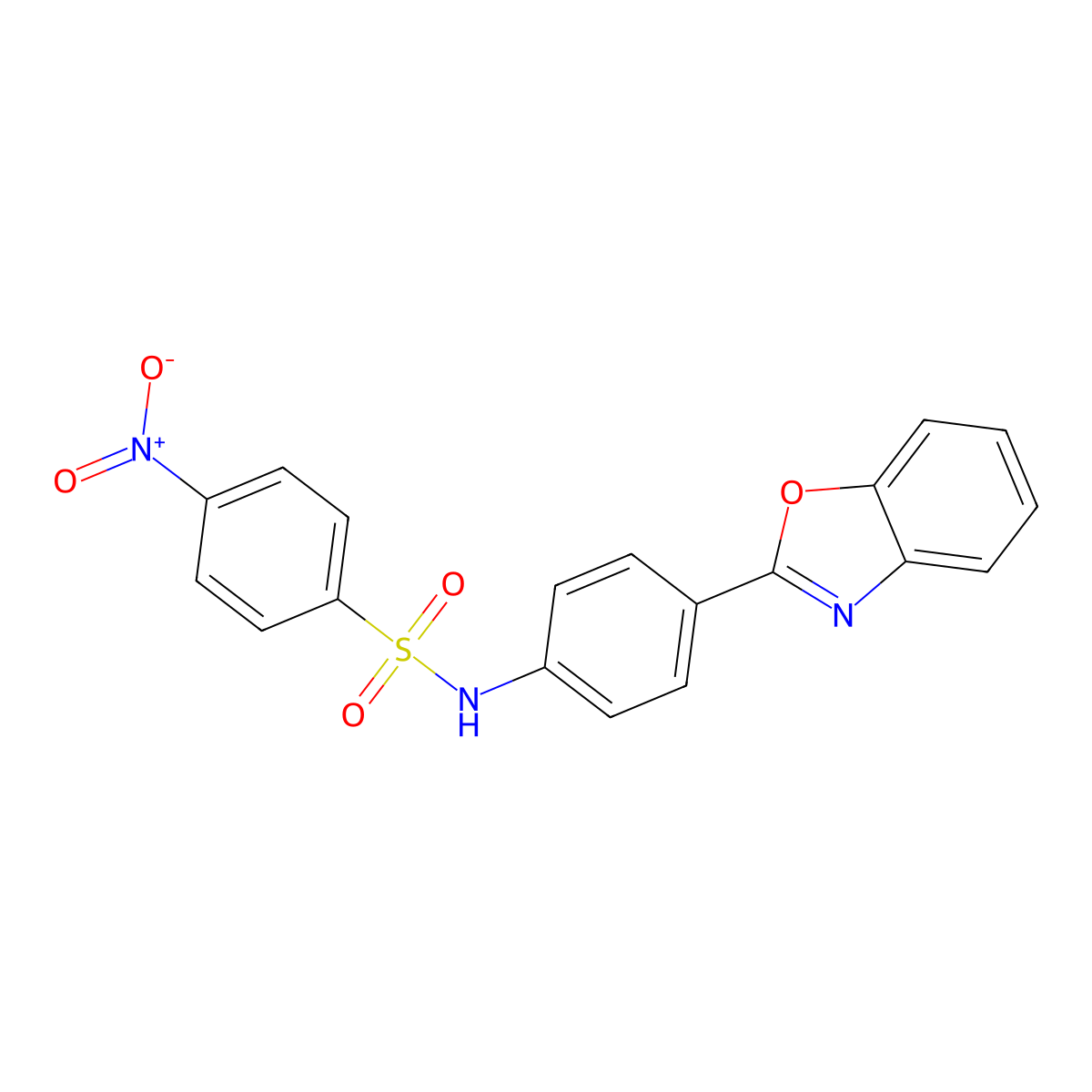 N-[4-(1,3-benzoxazol-2-yl)phenyl]-4-nitrobenzenesulfonamide molecular structure, CAS 1120355-28-3