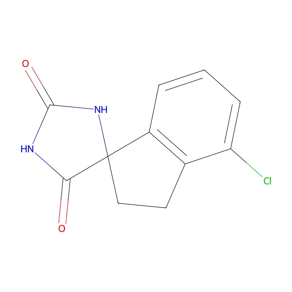 4'-Chloro-2',3'-dihydrospiro[imidazolidine-4,1'-indene]-2,5-dione molecular structure, CAS 112048-58-5