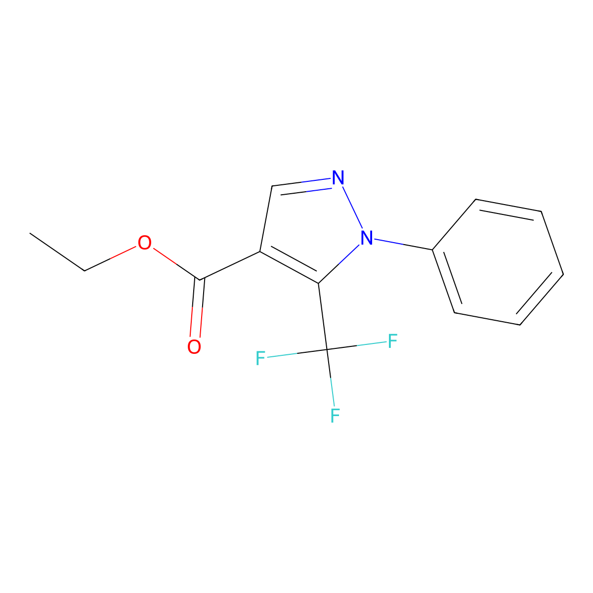 Ethyl 1-phenyl-5-(trifluoromethyl)-1h-pyrazole-4-carboxylate molecular structure, CAS 112055-34-2