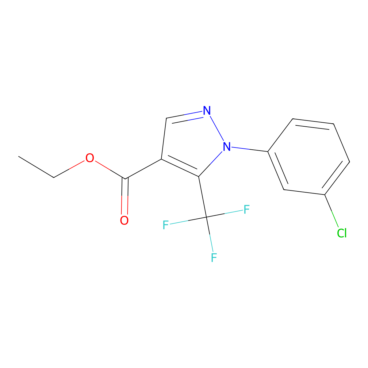 Ethyl 1-(3-chlorophenyl)-5-(trifluoromethyl)-1H-pyrazole-4-carboxylate molecular structure, CAS 112055-35-3