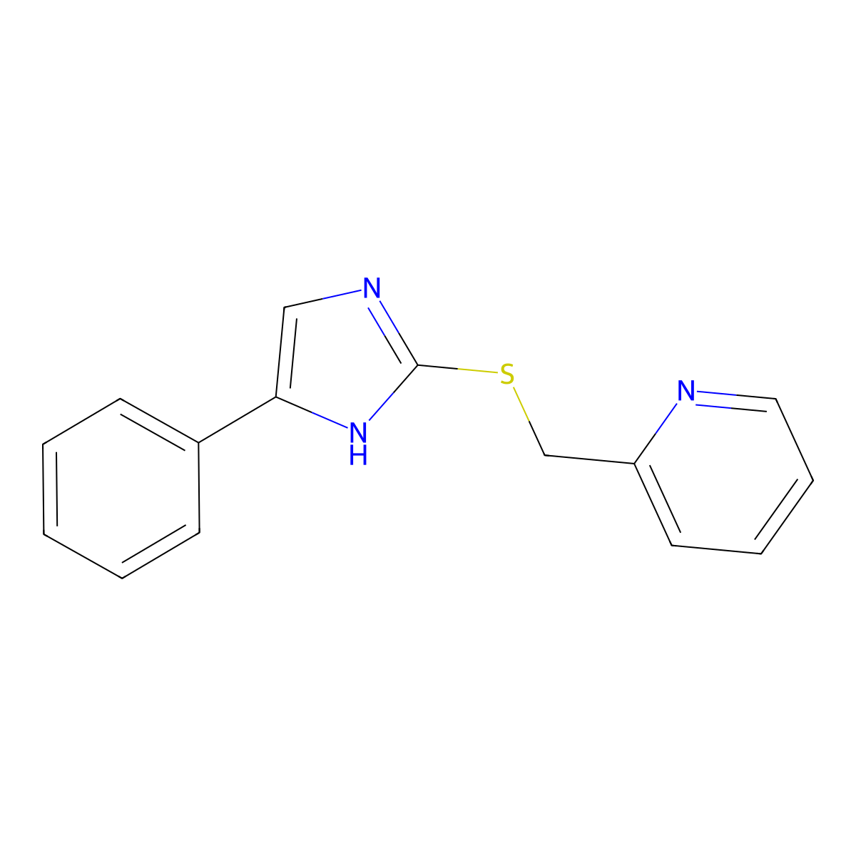 Pyridine, 2-[[(4-phenyl-1H-imidazol-2-yl)thio]methyl]- molecular structure, CAS 112058-72-7