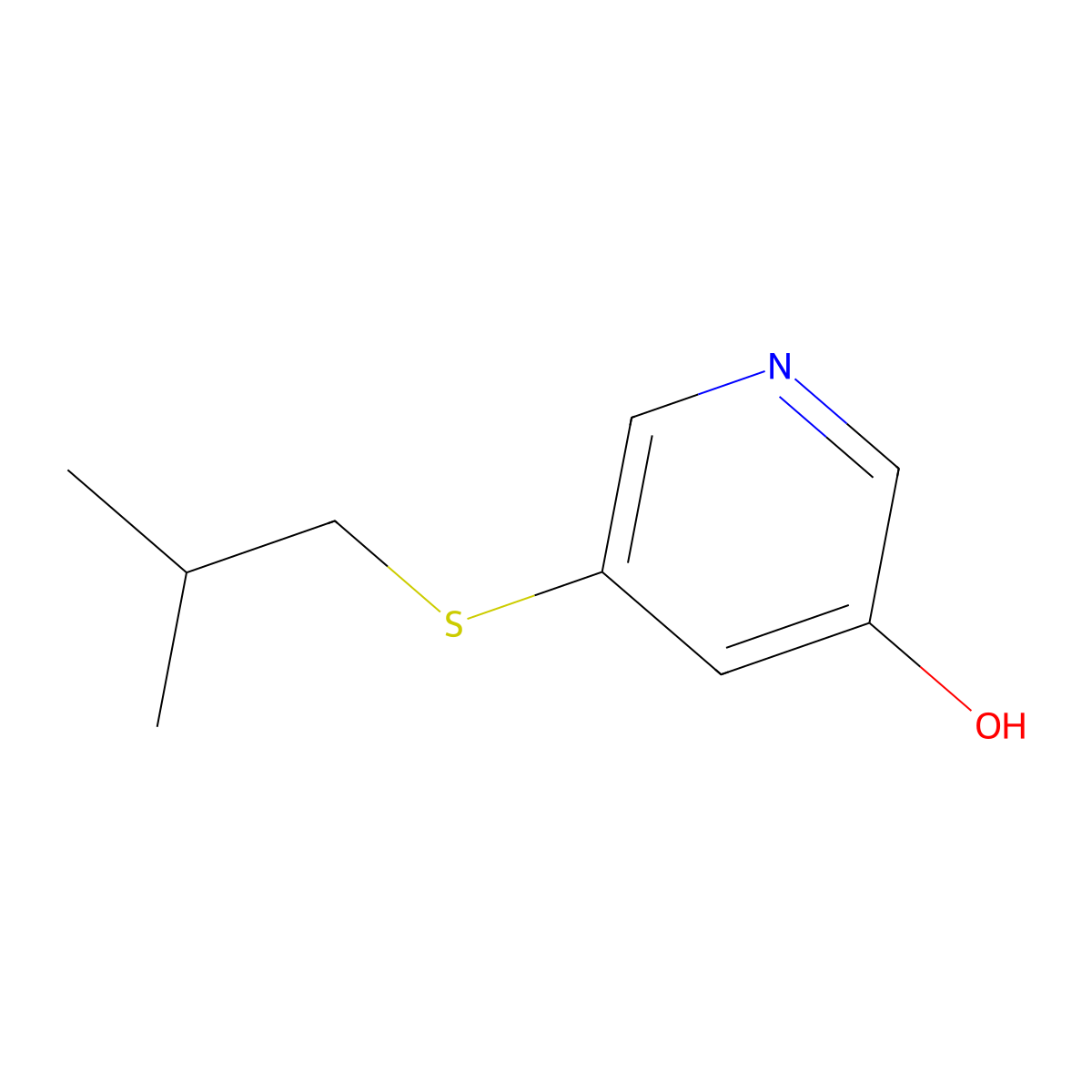5-[(2-Methylpropyl)sulfanyl]pyridin-3-ol molecular structure, CAS 112062-49-4
