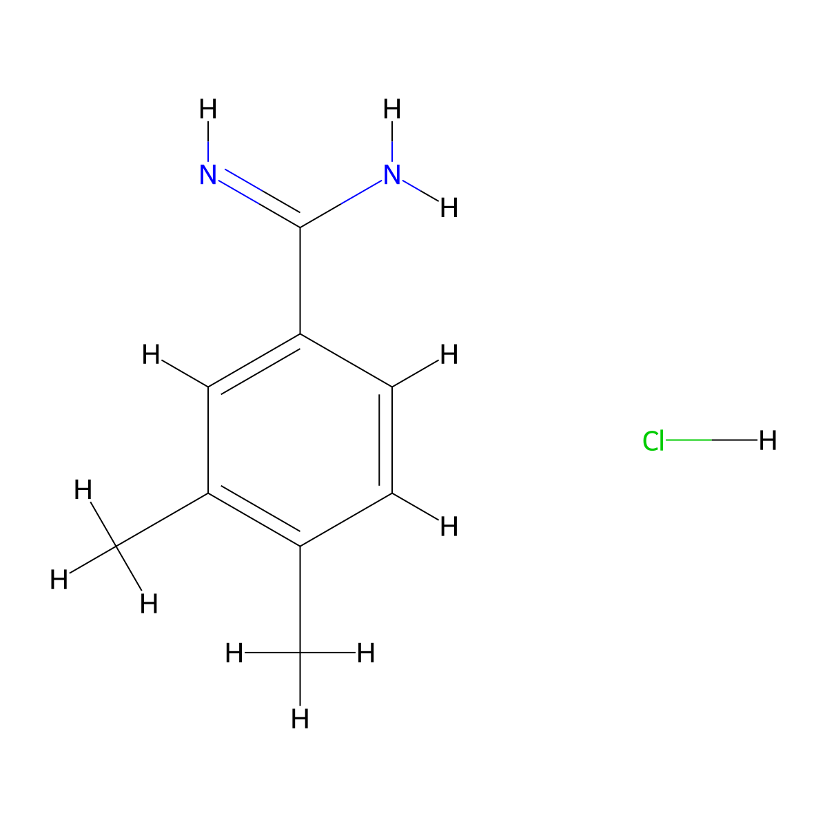 3,4-Dimethylbenzene-1-carboximidamide--hydrogen chloride (1/1) molecular structure, CAS 112072-09-0