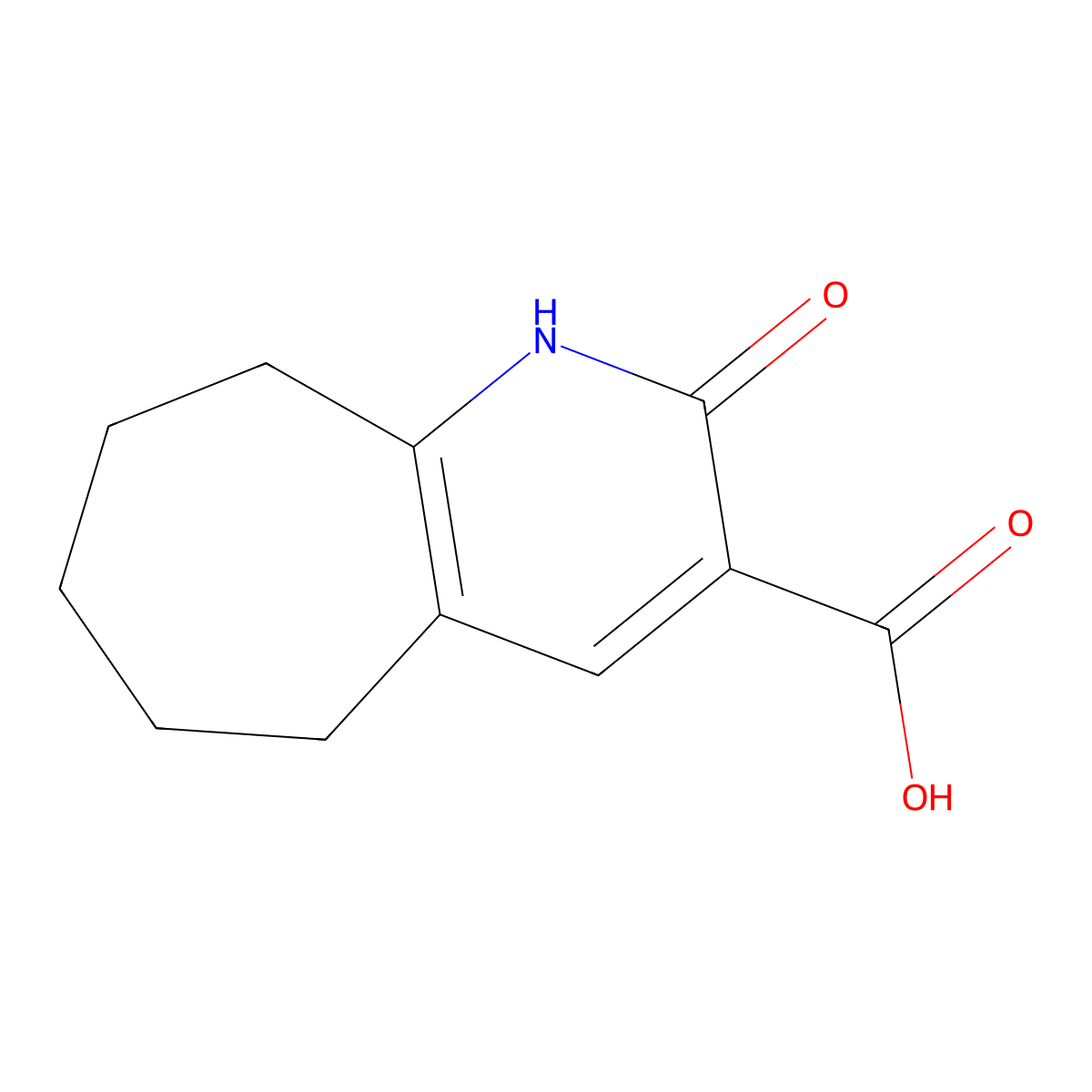 2-oxo-1H,2H,5H,6H,7H,8H,9H-cyclohepta(b)pyridine-3-carboxylic acid molecular structure, CAS 112072-32-9