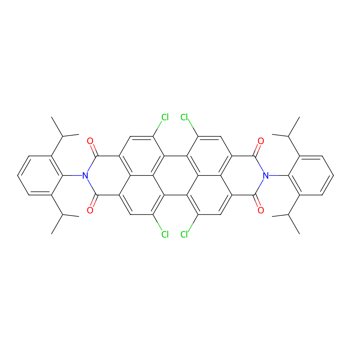 2,9-Bis(2,6-bis(1-methylethyl)phenyl)-5,6,12,13-tetrachloroanthra(2,1,9-def:6,5,10-d'e'f')diisoquinoline-1,3,8,10(2H,9H)-tetrone molecular structure, CAS 112078-00-9