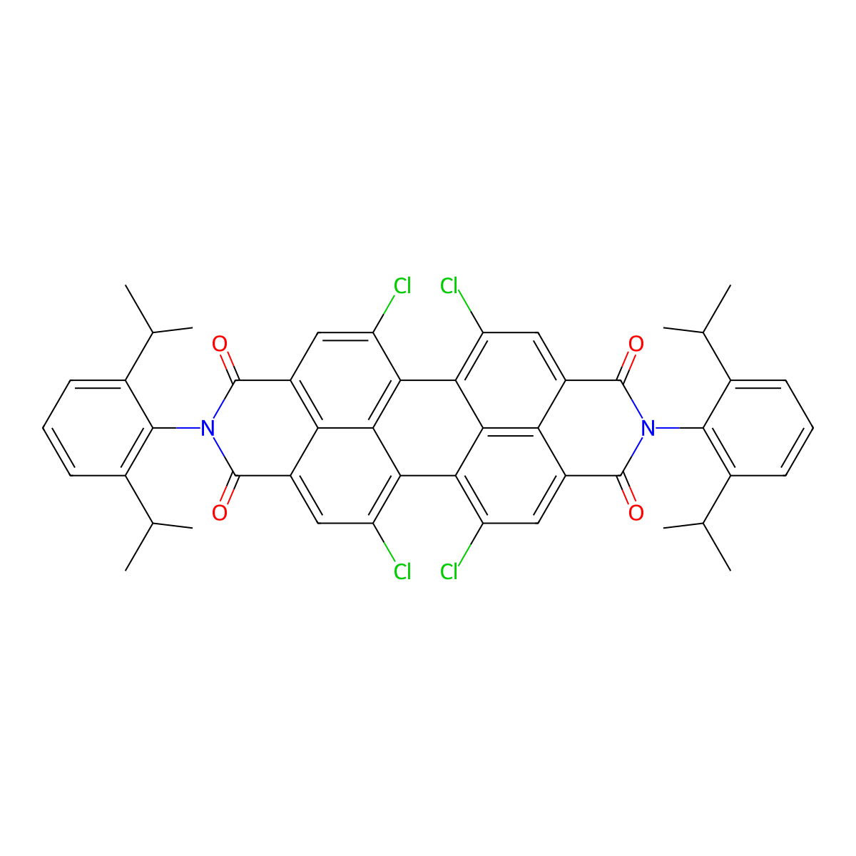 2,9-Bis(2,6-bis(1-methylethyl)phenyl)-5,6,12,13-tetrachloroanthra(2,1,9-def:6,5,10-d'e'f')diisoquinoline-1,3,8,10(2H,9H)-tetrone molecular structure, CAS 112078-00-9