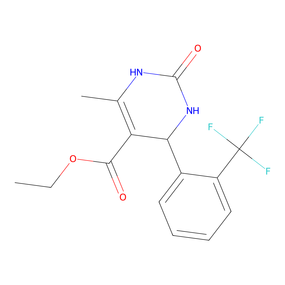 Ethyl 6-methyl-2-oxo-4-[2-(trifluoromethyl)phenyl]-1,2,3,4-tetrahydro-5-pyrimidinecarboxylate molecular structure, CAS 112080-29-2