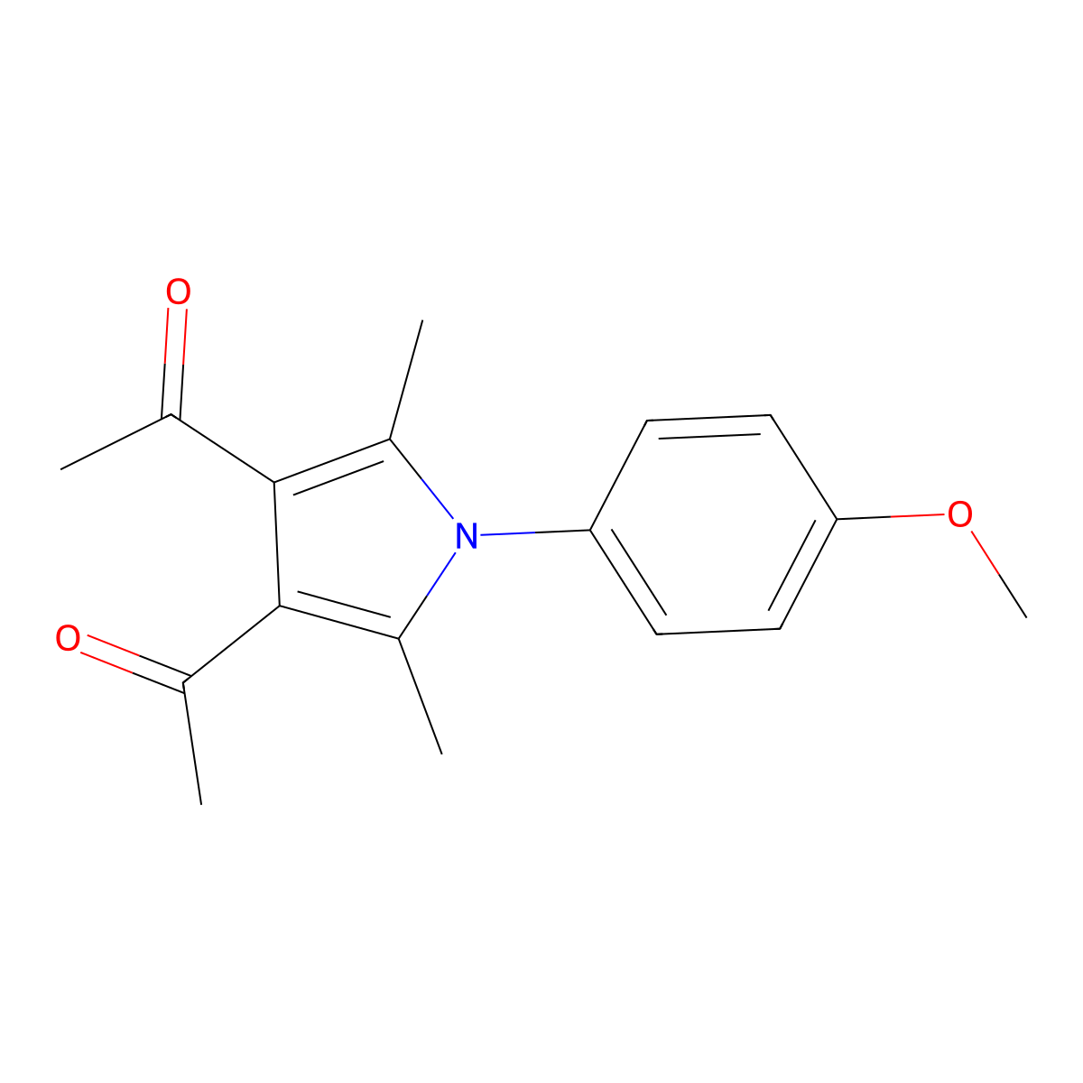 Ethanone, 1-(4-acetyl-1-(4-methoxyphenyl)-2,5-dimethylpyrrol-3-yl)- molecular structure, CAS 112086-82-5