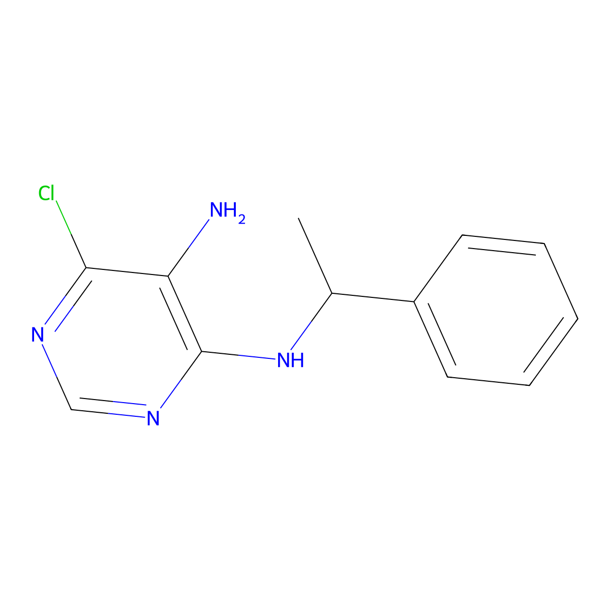 6-chloro-N4-(1-phenylethyl)pyrimidine-4,5-diamine molecular structure, CAS 112088-62-7