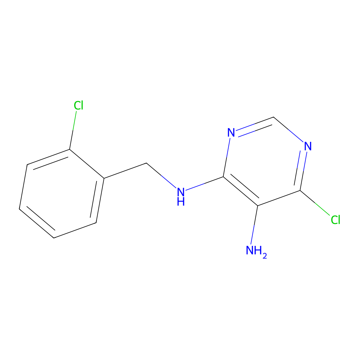 5-Amino-4-chloro-6-o-chlorobenzylaminopyrimidine molecular structure, CAS 112088-68-3
