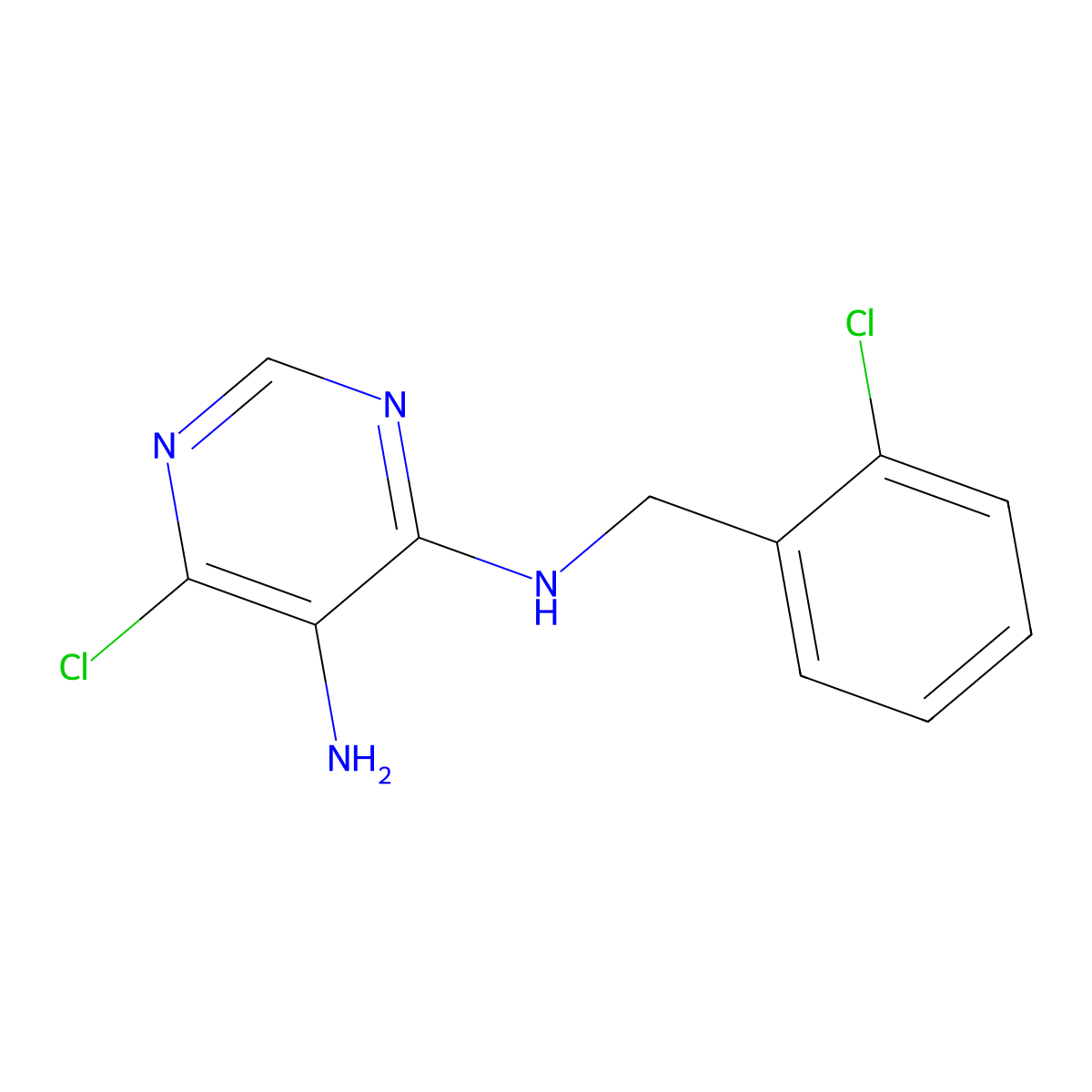 5-Amino-4-chloro-6-o-chlorobenzylaminopyrimidine molecular structure, CAS 112088-68-3
