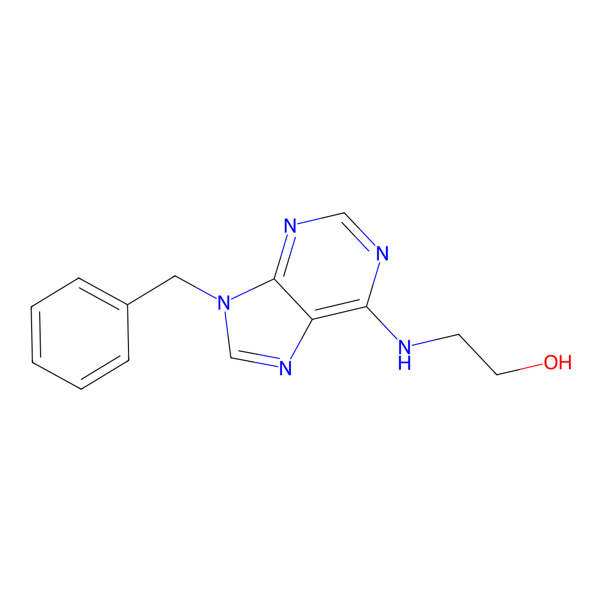 2-[(9-Benzylpurin-6-yl)amino]ethanol molecular structure, CAS 112089-01-7