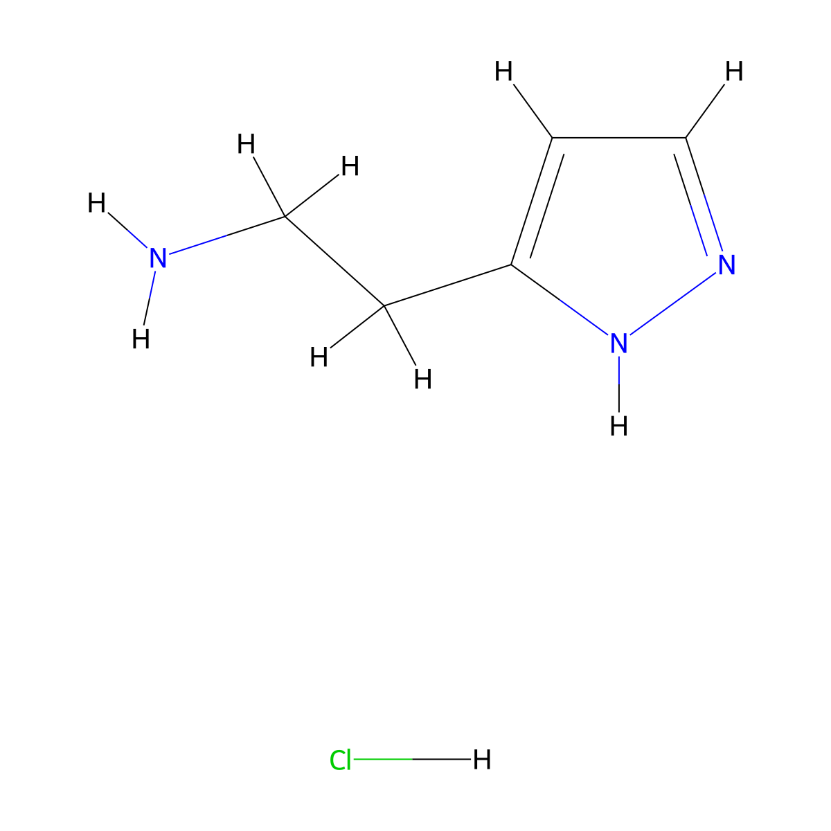 Betazole hydrochloride molecular structure, CAS 1121-45-5