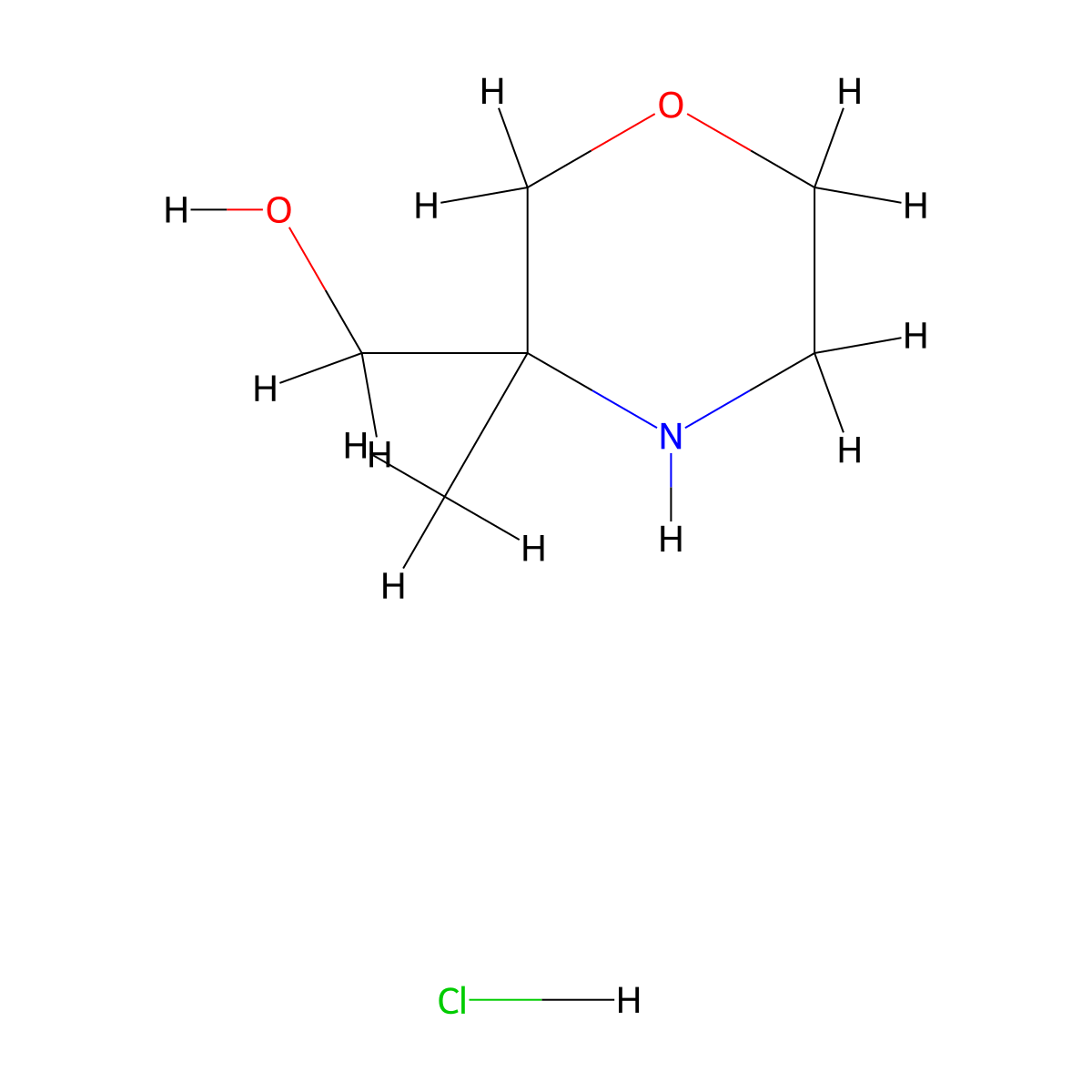 (3-Methylmorpholin-3-yl)methanol hydrochloride molecular structure, CAS 1121-98-8