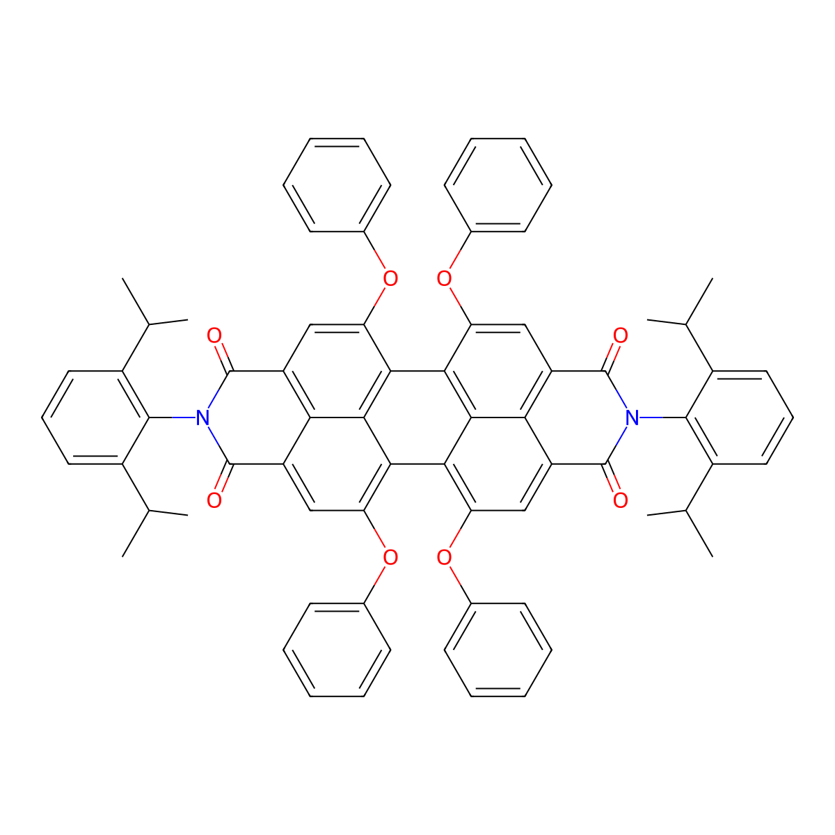 Anthra[2,1,9-def:6,5,10-d'e'f']diisoquinoline-1,3,8,10(2H,9H)-tetrone, 2,9-bis[2,6-bis(1-methylethyl)phenyl]-5,6,12,13-tetraphenoxy- molecular structure, CAS 112100-07-9