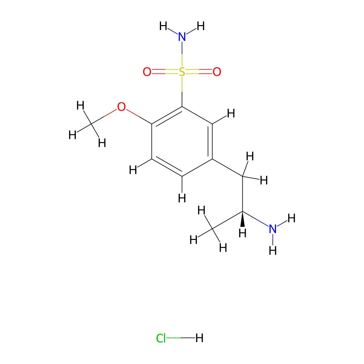 Benzenesulfonamide, 5-((2R)-2-aminopropyl)-2-methoxy-, hydrochloride (1:1) molecular structure, CAS 112101-75-4