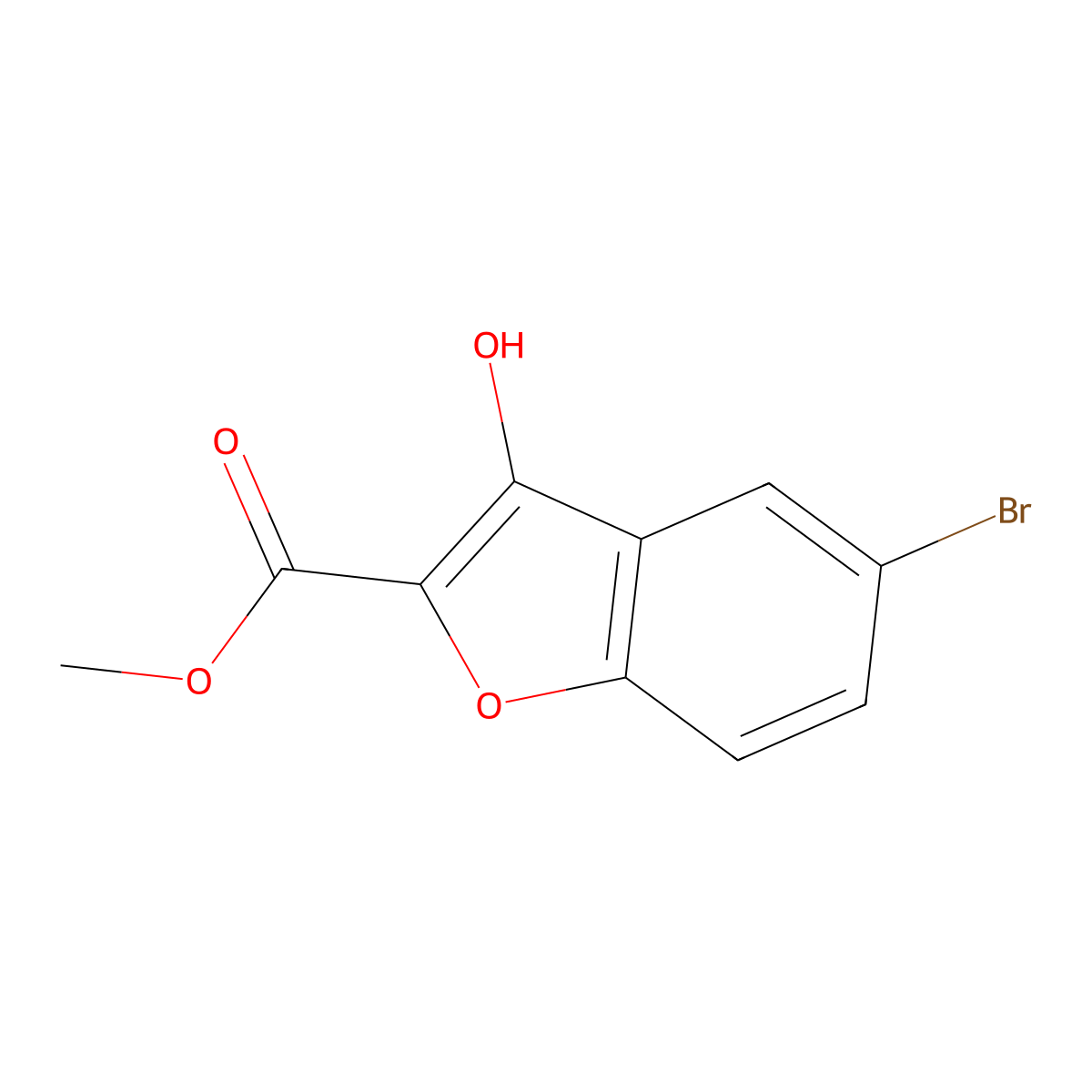 Methyl 5-bromo-3-hydroxy-1-benzofuran-2-carboxylate molecular structure, CAS 112104-41-3