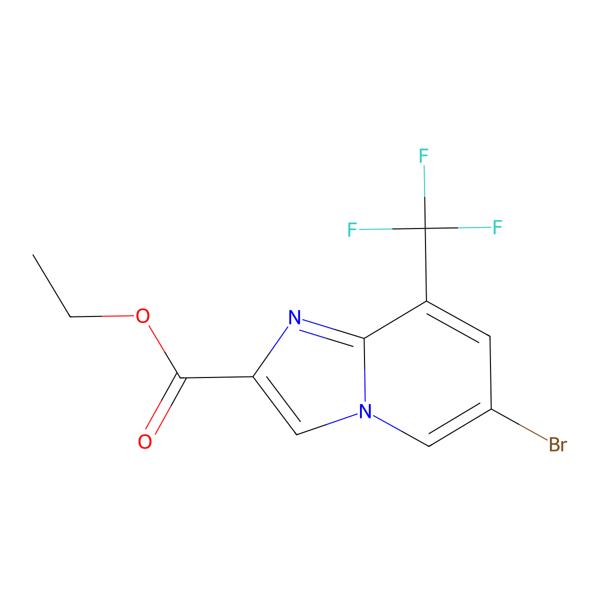 Ethyl 6-bromo-8-(trifluoromethyl)imidazo[1,2-A]pyridine-2-carboxylate molecular structure, CAS 1121051-30-6