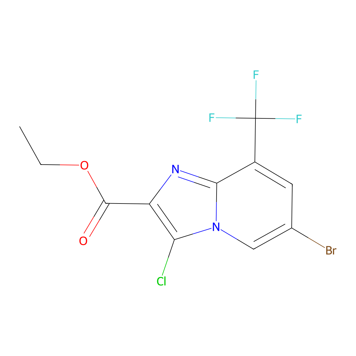 Ethyl 6-bromo-3-chloro-8-(trifluoromethyl)imidazo[1,2-A]pyridine-2-carboxylate molecular structure, CAS 1121056-78-7