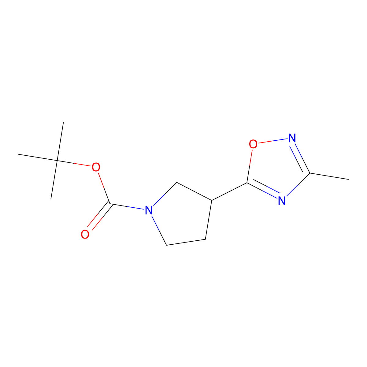 tert-Butyl 3-(3-methyl-1,2,4-oxadiazol-5-yl)pyrrolidine-1-carboxylate molecular structure, CAS 1121057-53-1