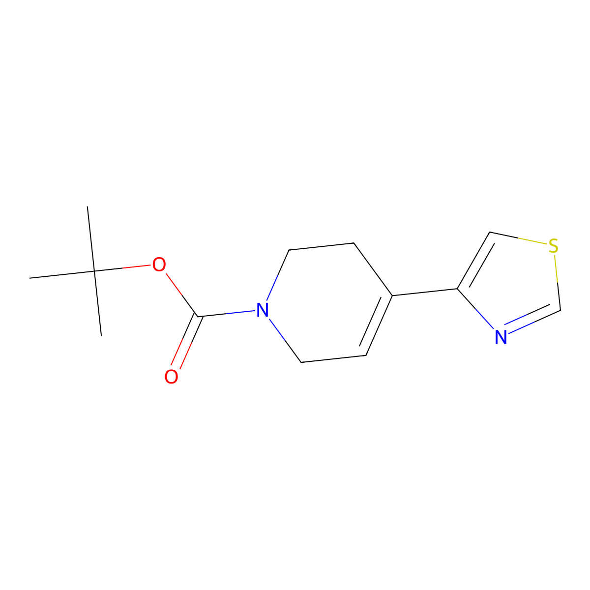 3,6-Dihydro-4-(4-thiazolyl)-1(2h)-pyridinecarboxylic acid 1,1-dimethylethyl ester molecular structure, CAS 1121057-70-2