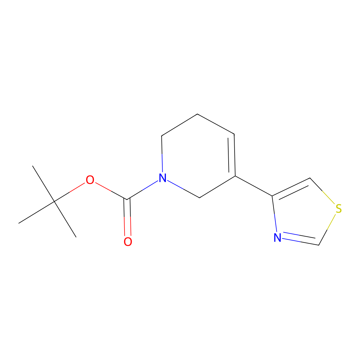 tert-butyl 5-(thiazol-4-yl)-3,6-dihydropyridine-1(2H)-carboxylate molecular structure, CAS 1121057-80-4