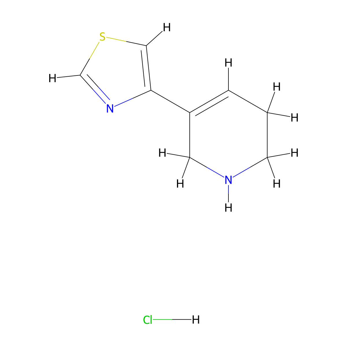 4-(1,2,5,6-Tetrahydropyridin-3-yl)thiazole hydrochloride molecular structure, CAS 1121057-81-5