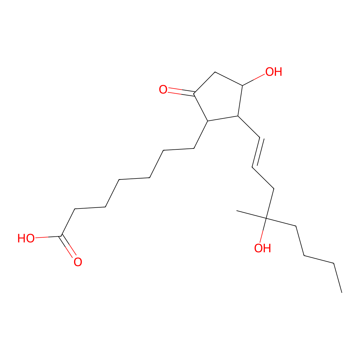 7-[(1R,2R,3R)-3-hydroxy-2-(4-hydroxy-4-methyloct-1-enyl)-5-oxocyclopentyl]heptanoic acid molecular structure, CAS 112137-89-0