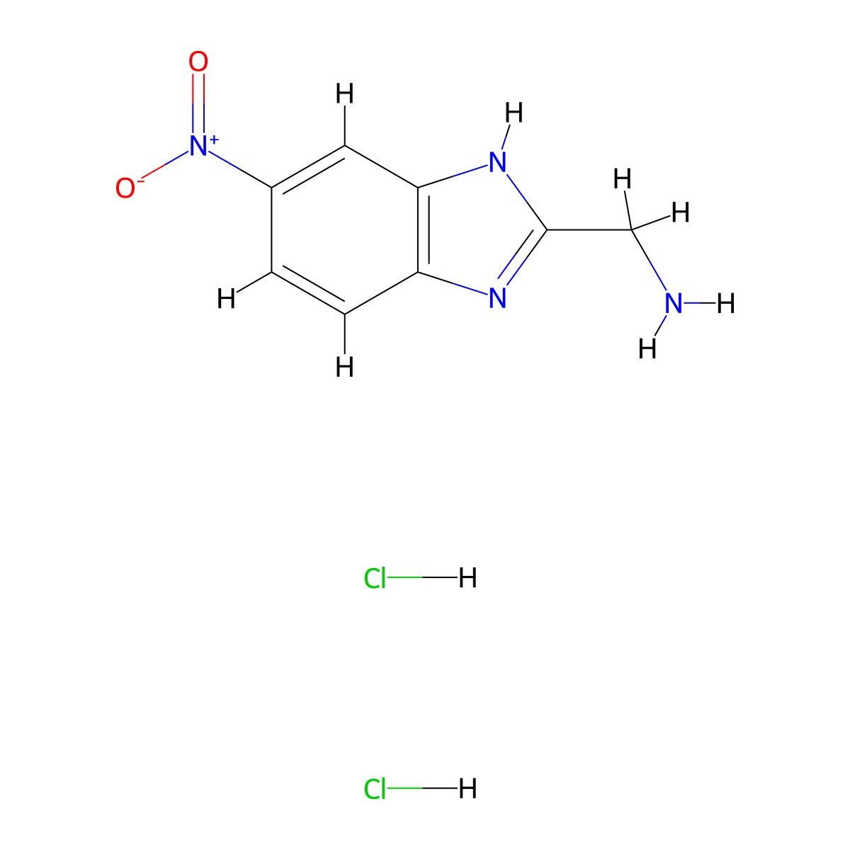 (6-nitro-1H-benzimidazol-2-yl)methanamine;dihydrochloride molecular structure, CAS 112146-94-8