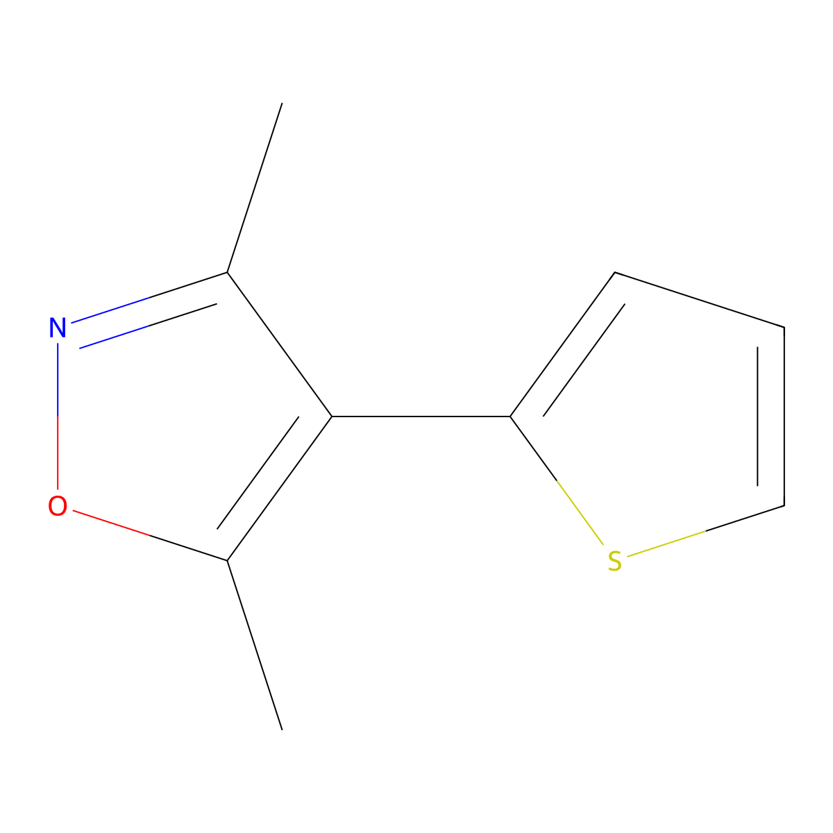 3,5-Dimethyl-4-(thiophen-2-yl)isoxazole molecular structure, CAS 1121529-18-7
