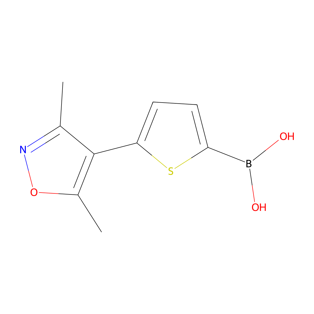 (5-(3,5-Dimethylisoxazol-4-yl)thiophen-2-yl)boronic acid molecular structure, CAS 1121529-19-8